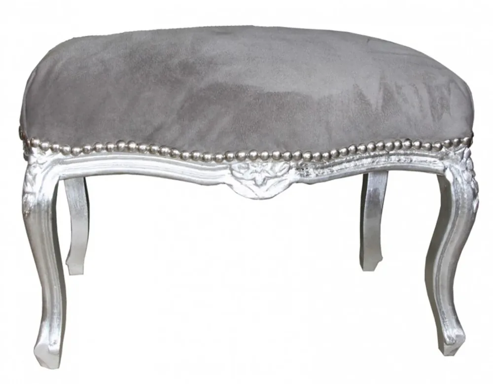 Casa Padrino barroco del taburete gris medio / plata - muebles antiguos - Heces Sofort Bestellen