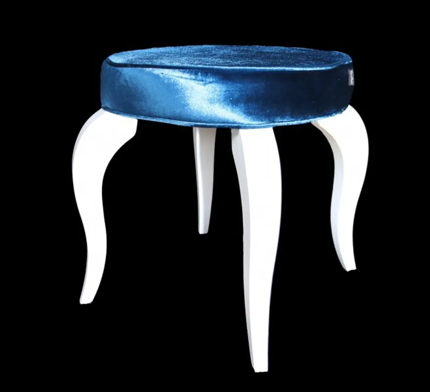 Casa Padrino barroco del taburete de la turquesa / blanco - taburete redondo diseñador - calidad de lujo Top-Seller