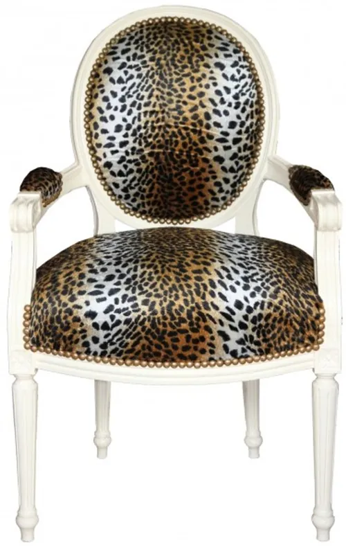 Casa Padrino silla barroco Salón Presidente leopardo / crema de ronda Mod2 Sofort Bestellen
