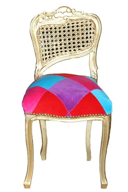 Expressversand Silla de Casa Padrino Ladys Mod2 Karo color / oro - la silla de maquillaje