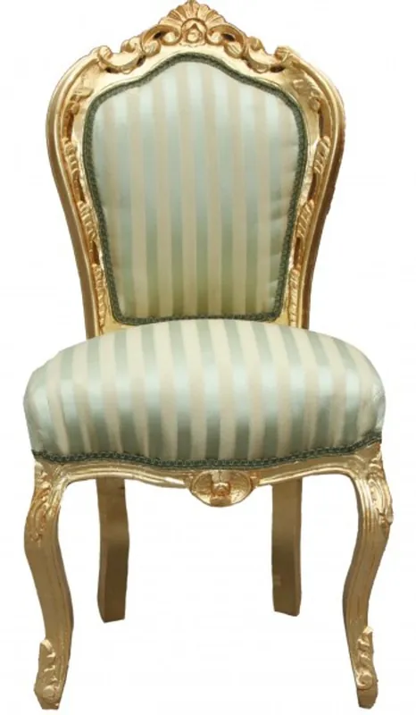 Solange Der Vorrat Reicht Casa Padrino barroco silla Cena rayas verde / crema / Oro