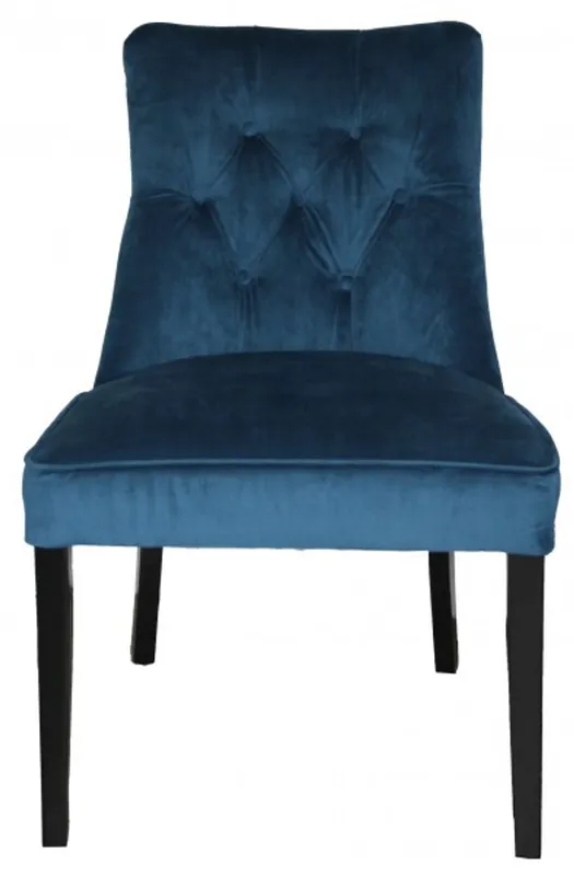 Casa Padrino silla de comedor azul / negro sin reposabrazos - muebles barrocos Echt