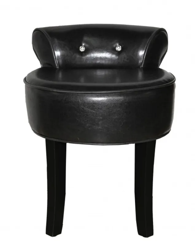 Casa Padrino Diseño heces Boston Negro / Negro con piedras Bling Bling - silla de tocador barroca Mega-Angebot