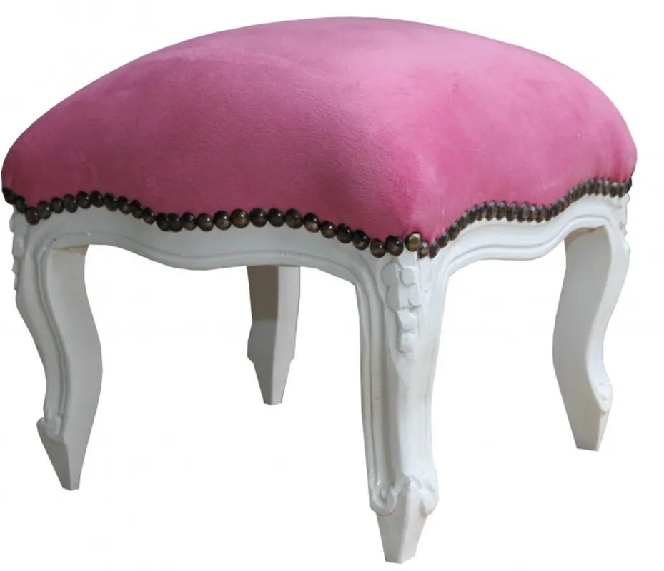 Sonderaktion Casa Padrino barroco de color rosa otomana / blanco - muebles antiguos - Heces