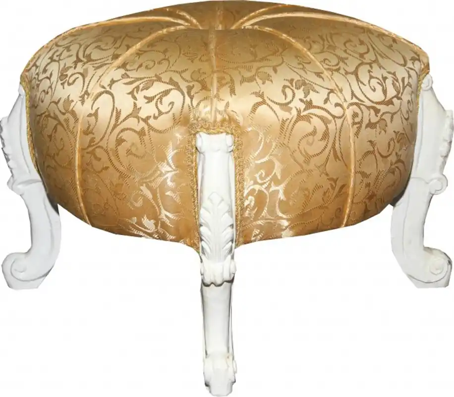 Casa Padrino barroco de heces - taburete redondo - modelo del oro / blanco - muebles barrocos Garantierte Lieferung