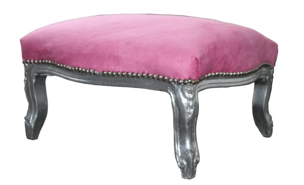 Heces - estilo antiguo Casa Padrino barroco de plata XXL otomana Mod3 rosa Geprüft
