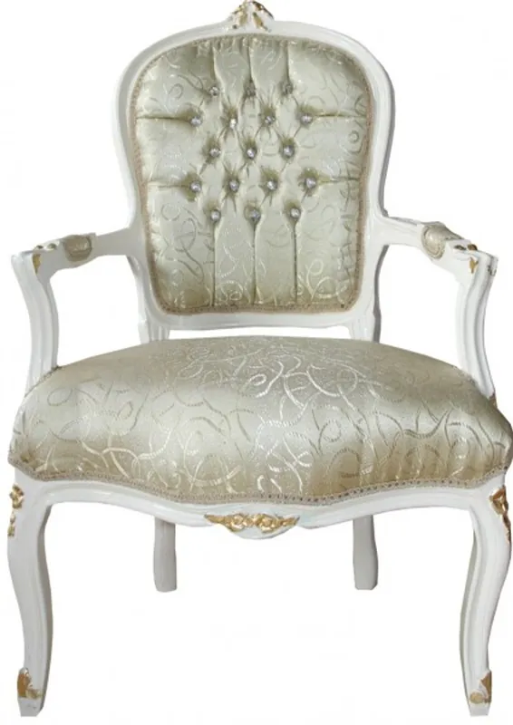 Crema Casa Padrino barroco Salón Presidente Mod1 / oro con el bling bling de diamantes de imitación Letzte Chance