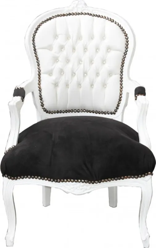 Silla Casa Padrino barroco Salón Blanco / Negro Mod2 Bling Bling Jetzt Bestellen