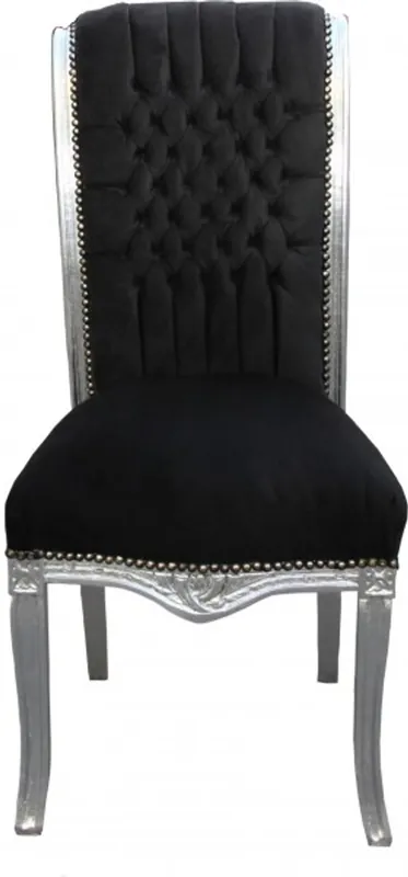 Direktkauf Casa Padrino barroco silla de respaldo alto comedor Negro / Plata - alta sillón muebles