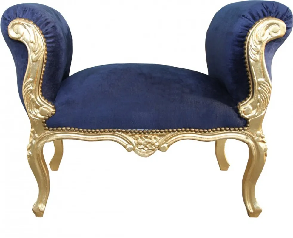 Casa Padrino barroco Taburete azul / oro - banco Top-Preis