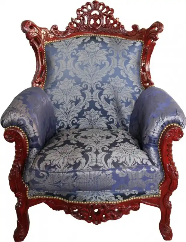 Casa Padrino sillón barroco Al Capone Mod2 patrón azul real / rojo marrón - Muebles estilo antiguo - Edición limitada Neue Ware
