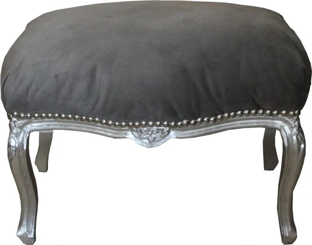 Schneller Versand Casa Padrino barroco del taburete gris plata - muebles barrocos