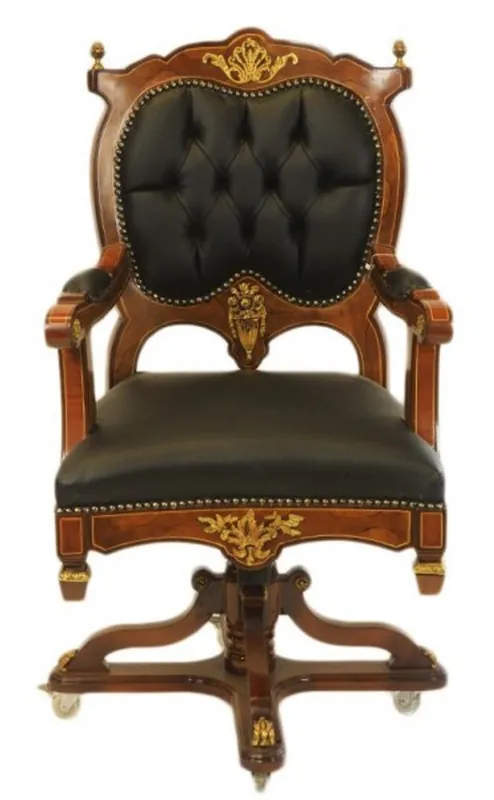 Markenware Casa Padrino silla de oficina barroca silla ejecutiva caoba / marrón - sillón giratorio - sillón de oficina