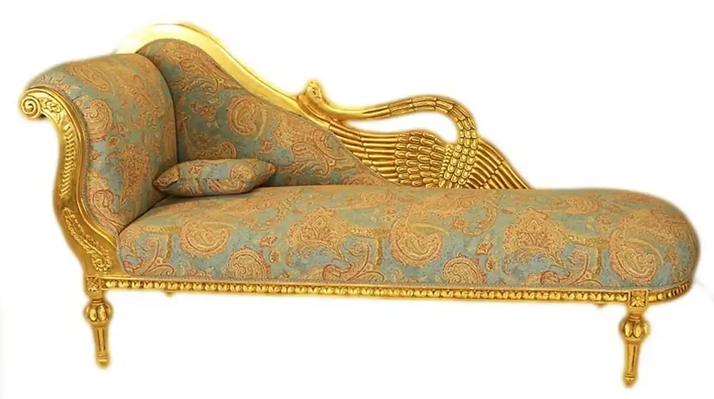 Wochenendangebot Casa Padrino chaise longue de lujo barroco antiguo patrón dorado-turquesa-rojo / dorado - alas doradas - calidad de lujo
