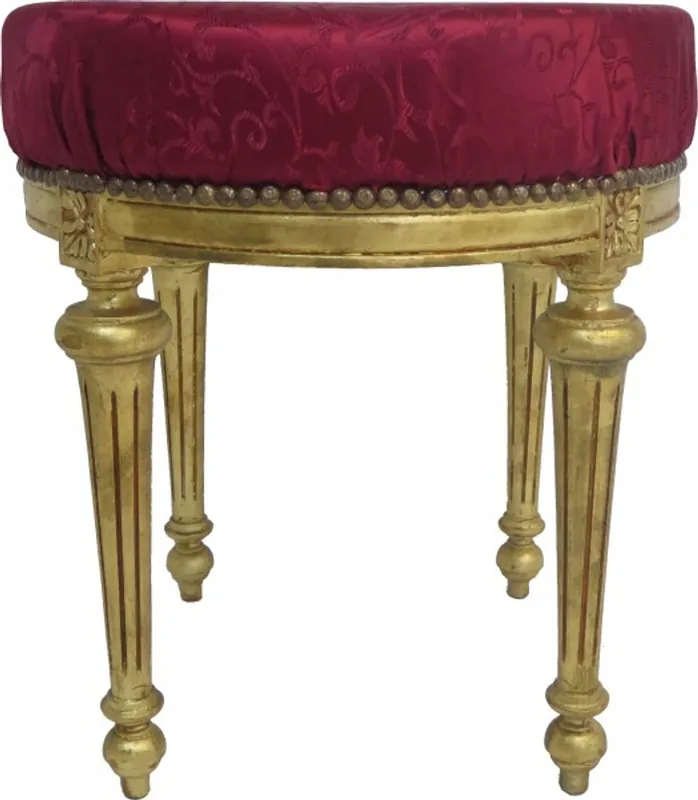 Casa Padrino barroco del taburete taburete redondo Burdeos tela del modelo rojo / oro Neu Im Sortiment