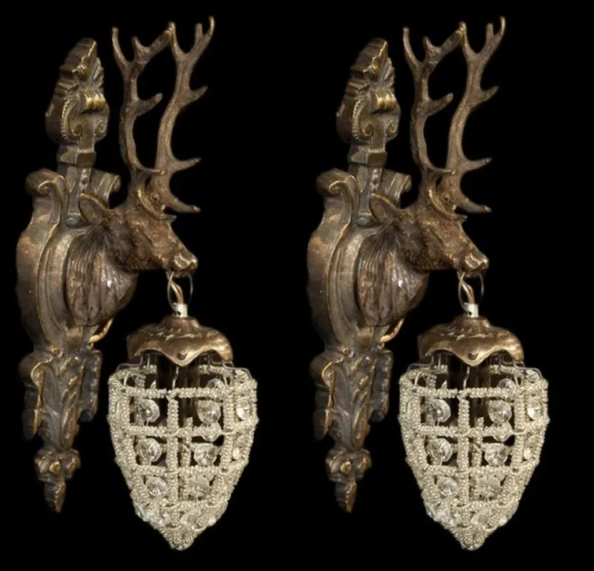 Casa Padrino Baroque Wall Lights Set Hirsch 1-burner old gold antique style - wall lamp Wall lights Beliebt