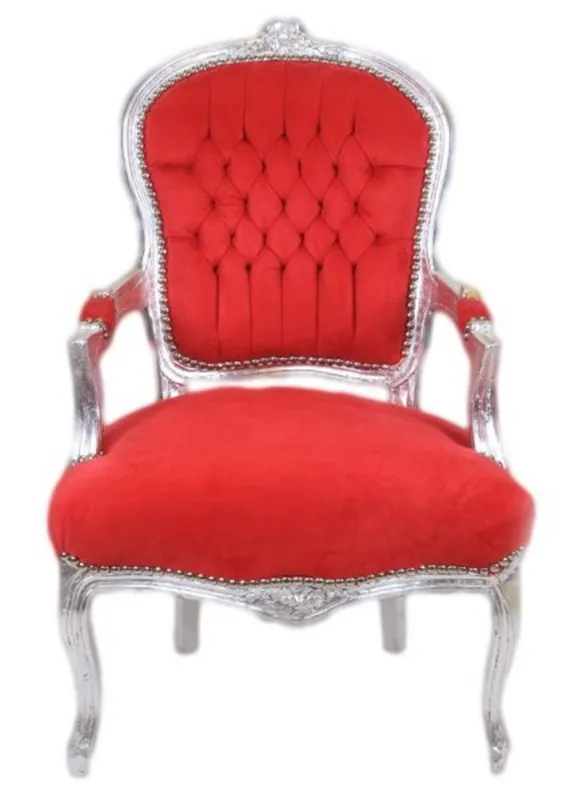 Solange Der Vorrat Reicht Casa Padrino barroco Salón Silla Azul claro / Plata - Diseño de muebles antiguos