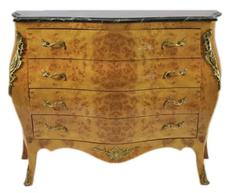Casa Padrino Baroque chest honey color with a cream marble slab - Louis XIV Empire chest of drawers Schnäppchen