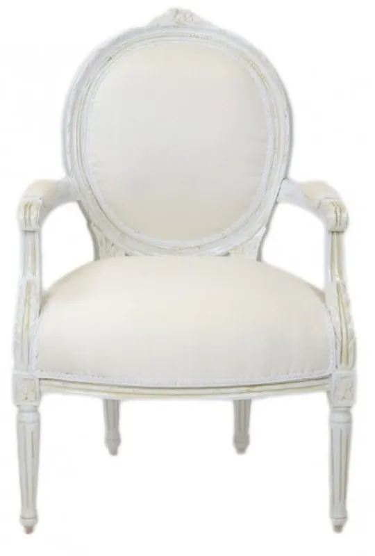 Casa Padrino de lujo barroco medallón Silla antigua Salón Blanco - Muebles de estilo antiguo Markenprodukt