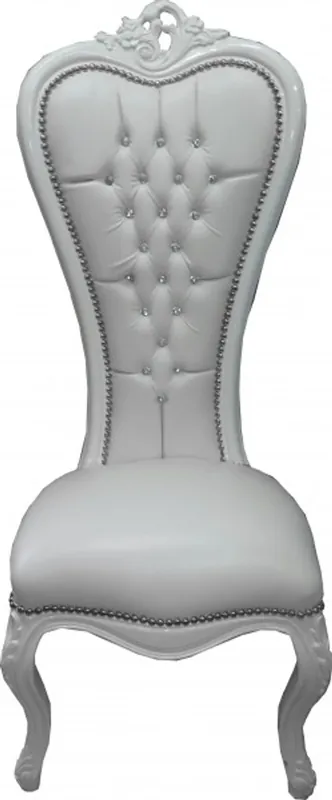 Beliebt Casa Padrino barroco silla trono de la reina Anne Weiß con aspecto de cuero / blanco con el bling bling de diamantes de imitación - alta sillón
