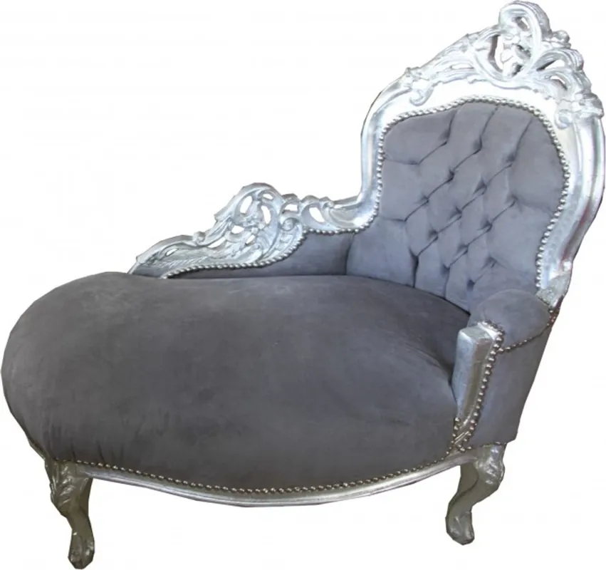 Casa Padrino Baroque kids chaise lounge Grey / Silver - Baroque Furniture Neuheit