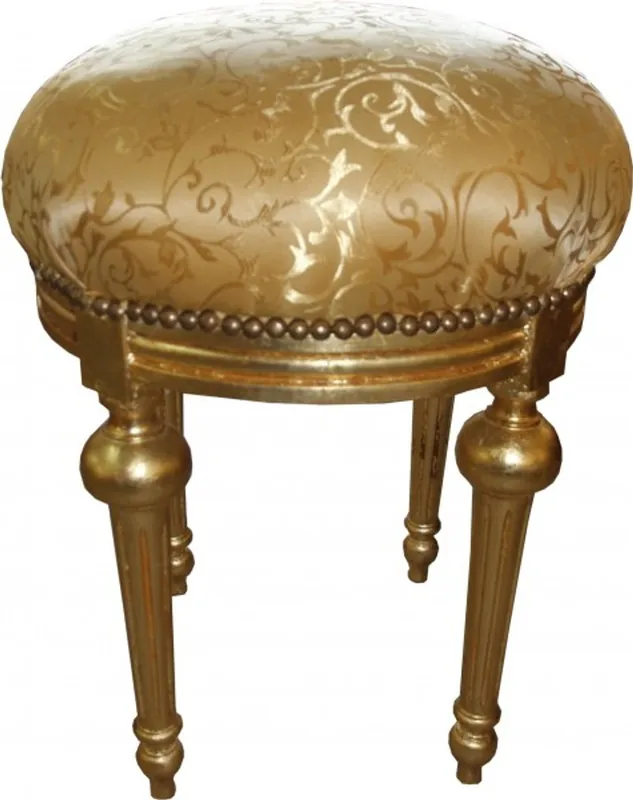 Preisknaller Casa Padrino barroco de heces - Modelo redondo heces Oro / Oro - taburetes muebles barrocos