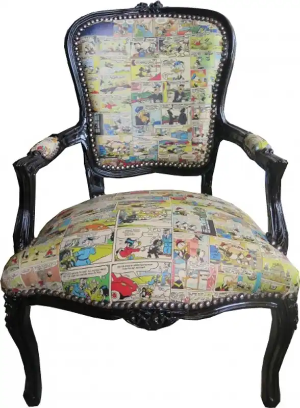 Sichere Zahlung Casa Padrino barroco salón silla Caricaturas / Negro - muebles de estilo antiguo