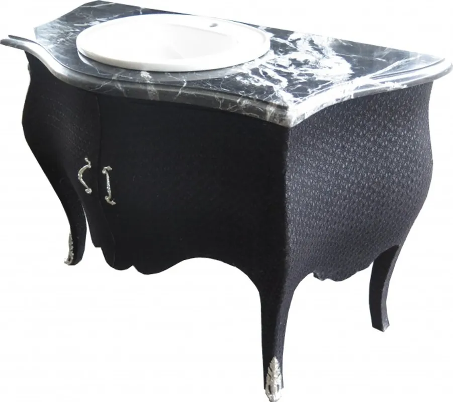 Beliebt Casa Padrino luxury baroque vanity dresser Black fabric with marble top - Luxury baroque Bathroom furniture