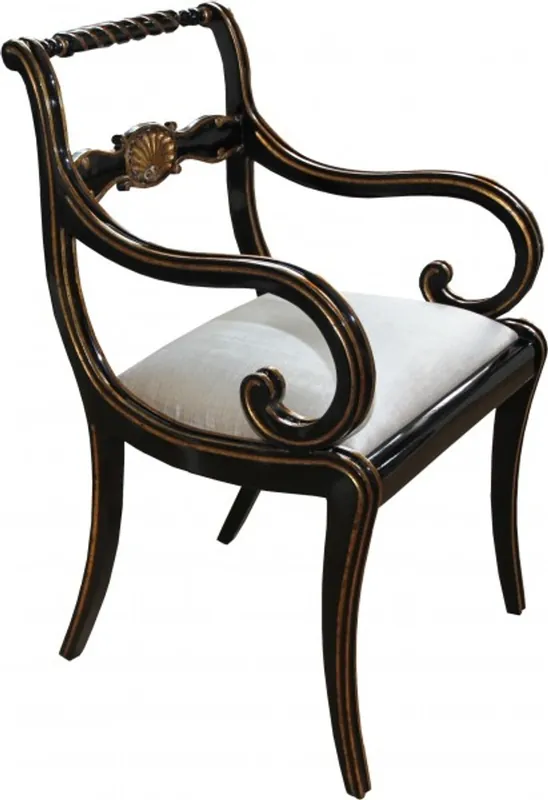 Casa Padrino de lujo sillón barroco Negro / oro / crema - Lujo silla de escritorio Nur Für Kurze Zeit