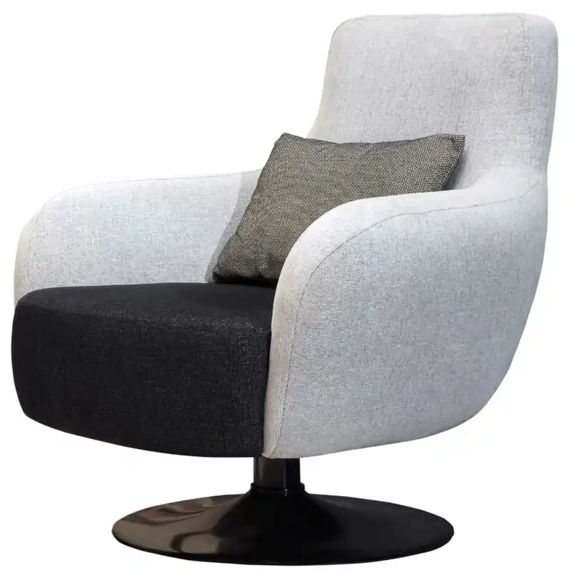 Billig Casa Padrino poltrona girevole di lusso grigio chiaro / nero 87 x 84 x A. 88 cm - Poltrona da soggiorno con cuscino decorativo - Mobili per soggiorno di lusso
