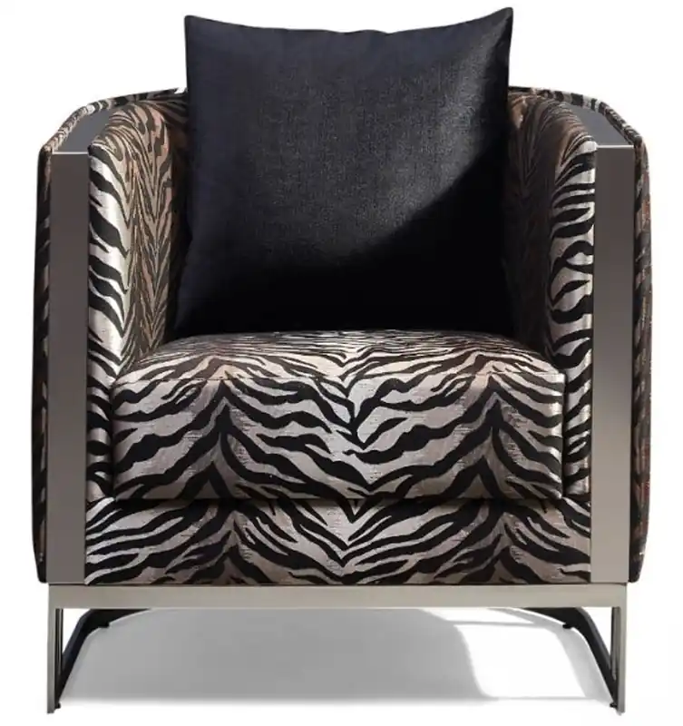Casa Padrino poltrona di lusso motivo tigre / argento 77 x 83 x A. 77 cm - Poltrona soggiorno con cuscino decorativo - Mobili soggiorno - Collezione di Lusso Direktkauf