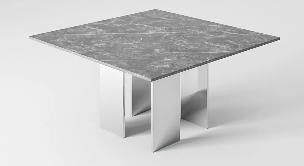 Casa Padrino tavolo da pranzo di lusso grigio / argento 150 x 150 x A. 75 cm - Tavolo da pranzo quadrato con piano in marmo - Mobili per sala da pranzo - Collezione di Lusso Schneller Versand