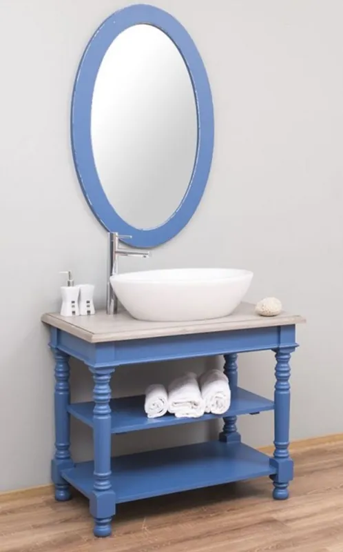 Casa Padrino Set da Bagno Stile Country Blu / Grigio Chiaro - 1 Mobile Lavello e 1 Specchio a Muro - Mobili da Bagno in Legno Massello Stile Country Jetzt Kaufen