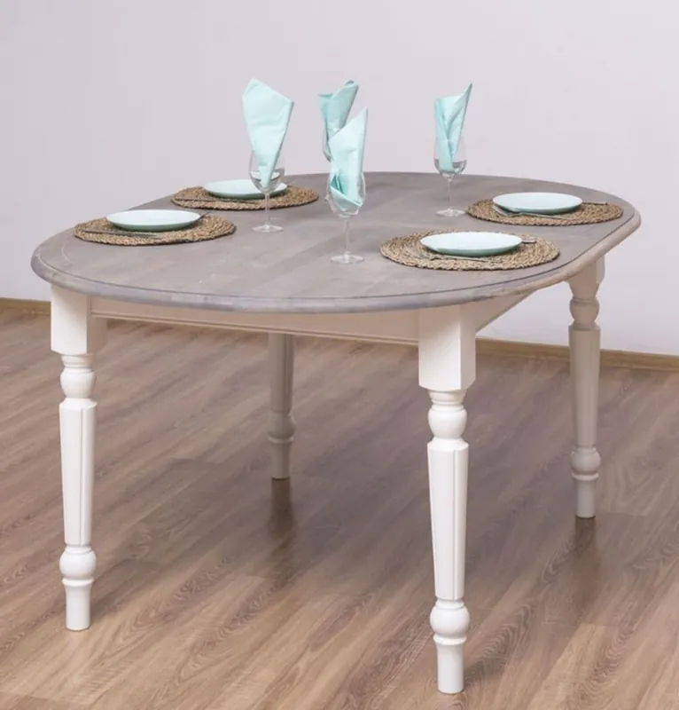 Casa Padrino tavolo da pranzo stile country grigio / bianco 160 x 120 x A. 78 cm - Tavolo da cucina ovale in legno massello con piano in rovere - Mobili per sala da pranzo in stile country Begrenztes Angebot