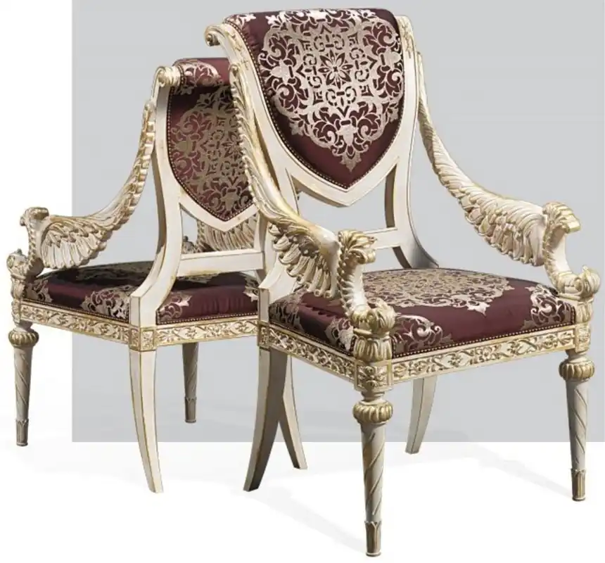 Nur Für Kurze Zeit Casa Padrino set di 6 sedie per sala da pranzo barocco di lusso viola / argento / bianco / oro 62 x 74 x A. 103 cm - Mobili Castello Hotel Ristorante - Qualità di Lusso - Fatto in Italia