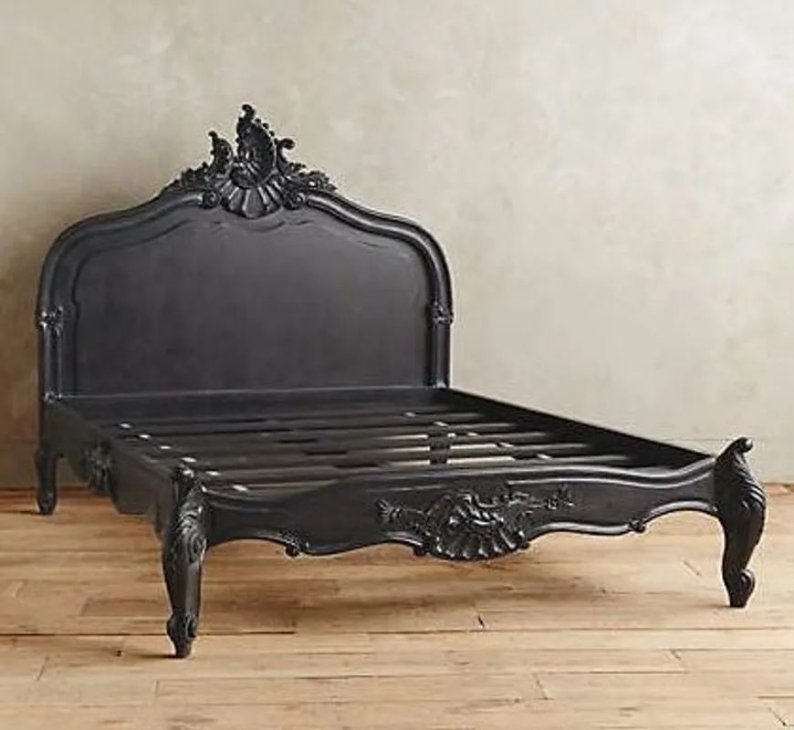 Letto barocco Casa Padrino nero 180 x 200 cm - Made in Europe Schneller Versand