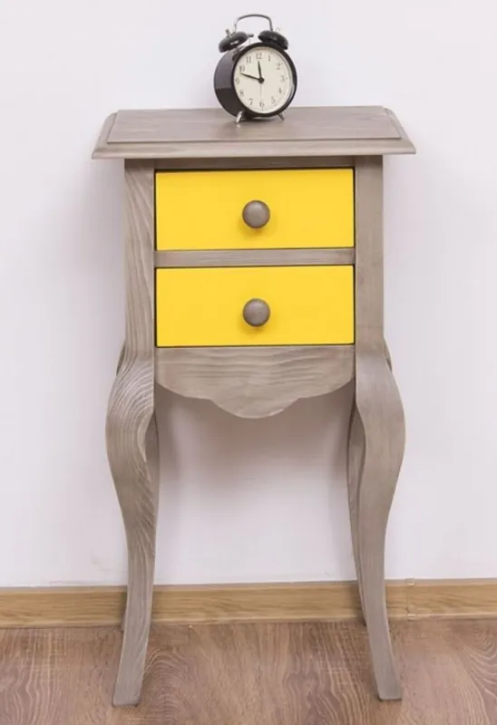 Sonderaktion Casa Padrino tavolino stile country grigio chiaro / giallo 40 x 34 x A. 70 cm - Comodino in legno massello - Comò piccolo cameretta con 2 cassetti - Mobili in stile country