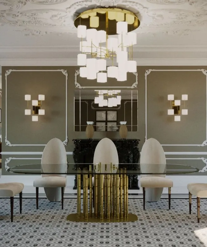 Casa Padrino tavolo da pranzo di design di lusso bambù oro 200 x 110 x A. 78 cm - Tavolo da pranzo fatto a mano con piano ovale in vetro - Mobili per Sala da Pranzo - Mobili per Hotel - Qualità di Lusso Garantierte Lieferung