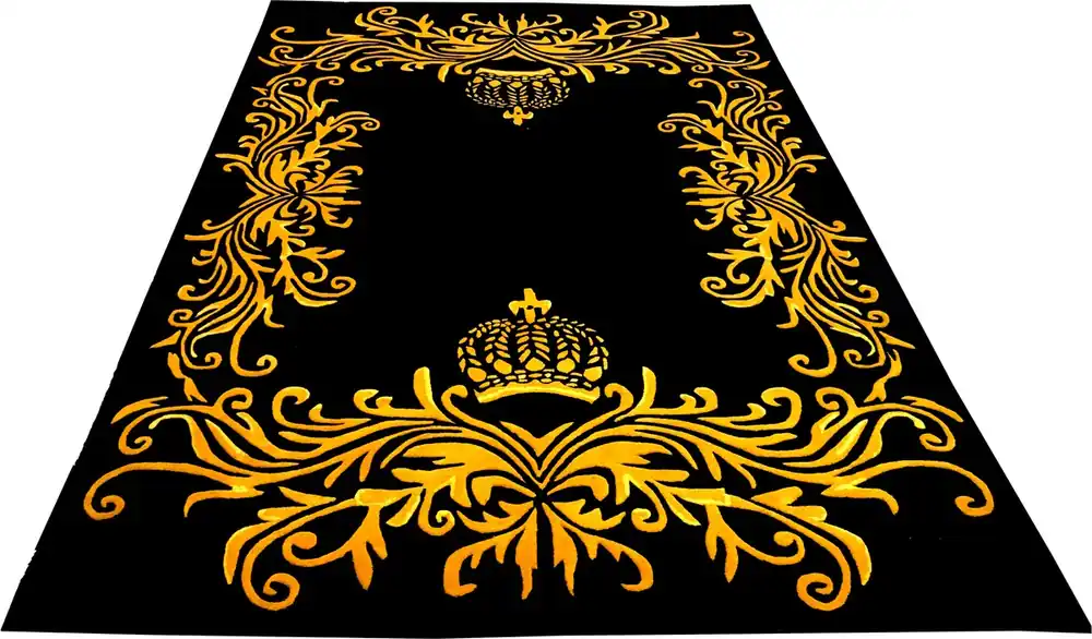 Nur Heute Tappeto di lusso Pompöös di Casa Padrino di Harald Glööckler 120 x 170 cm corona nero / oro - tappeto di design barocco - tessuto a mano in lana