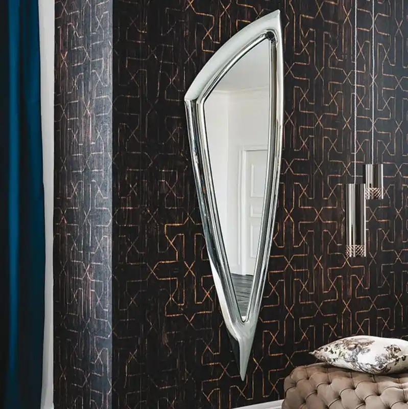 Schneller Versand Casa Padrino specchio di design di lusso 75 x 8 x A. 215 cm - Specchio da parete con cornice in vetro curvato - Collezione di Lusso