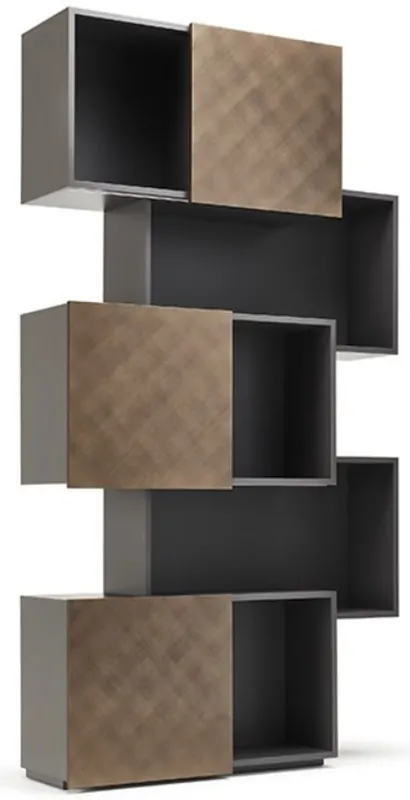 Casa Padrino cabinet mensola di lusso con 3 ante scorrevoli grafite / bronzo 104,5 x 30 x A. 196,5 cm - Armadio per Libri - Armadio Soggiorno - Armadio Ufficio - Armadio di Lusso Bestseller