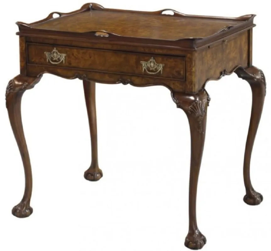 Casa Padrino tavolino Art Nouveau di lusso con cassetto e vassoio rimovibile marrone 78 x 57 x A. 78 cm - Elegante tavolino da tè - Mobili da soggiorno in stile Barocco e Art Nouveau - Qualità di Lusso Preisknaller