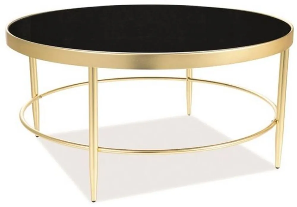 Casa Padrino tavolo da salotto di lusso oro opaco / nero Ø 82 x A. 40 cm - Tavolo da soggiorno rotondo con piano in vetro - Mobili Soggiorno Bestpreis