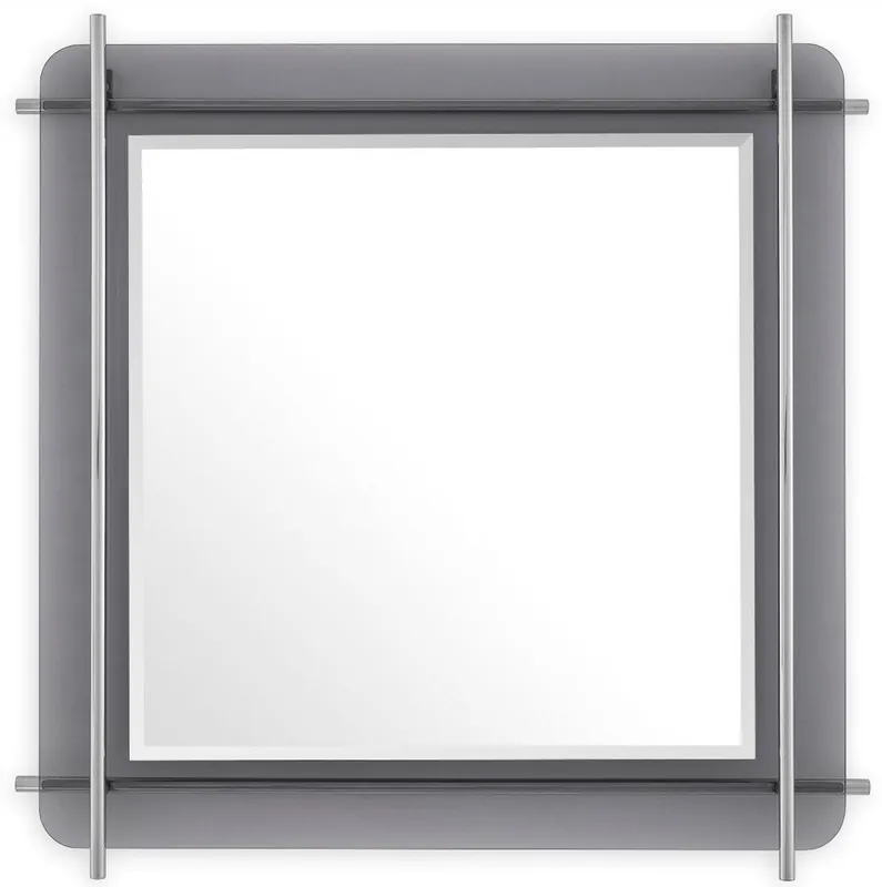 Casa Padrino specchio di lusso argento / grigio 85,5 x 5 x A. 85,5 cm - Specchio da parete quadrato con bordo in vetro colorato di grigio e aste in acciaio inossidabile - Collezione di Lusso Billig