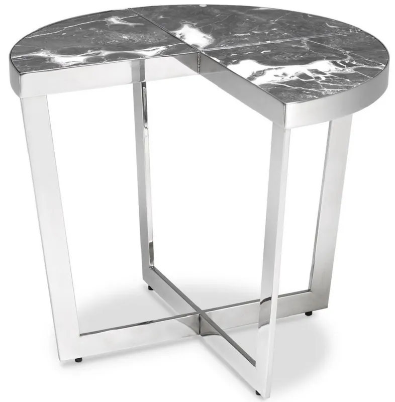 Günstig Casa Padrino tavolino di lusso argento / grigio Ø 60 x A. 50,5 cm - Tavolo in acciaio inossidabile con piani in marmo - Mobili per soggiorno di lusso