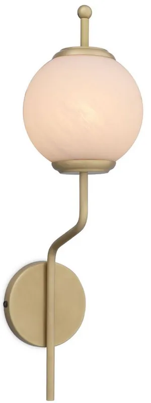 Casa Padrino lampada da parete di lusso ottone antico / bianco Ø 19 x A. 66 cm - Lampada da parete con paralume rotondo in vetro - Luci di Lusso Mega-Angebot
