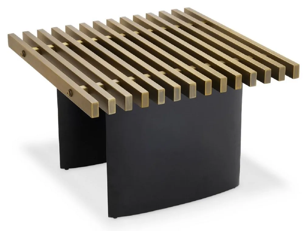 Casa Padrino tavolino di design industriale di lusso ottone / nero 60,5 x 60,5 x A. 40 cm - Tavolo in stile industriale con piano in griglia metallica e gambe ellittiche - Qualità di Lusso Billig