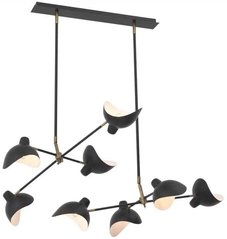 Casa Padrino lampadario di design nero / ottone antico 152 x 100 x A. 140 cm - Elegante lampadario in stile anni '50 con bracci regolabili - Collezione di Lusso Top-Angebot