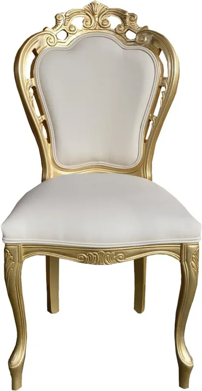 Sichere Zahlung Casa Padrino sedia per sala da pranzo barocca di lusso in similpelle crema / oro - sedia di design - qualità di lusso