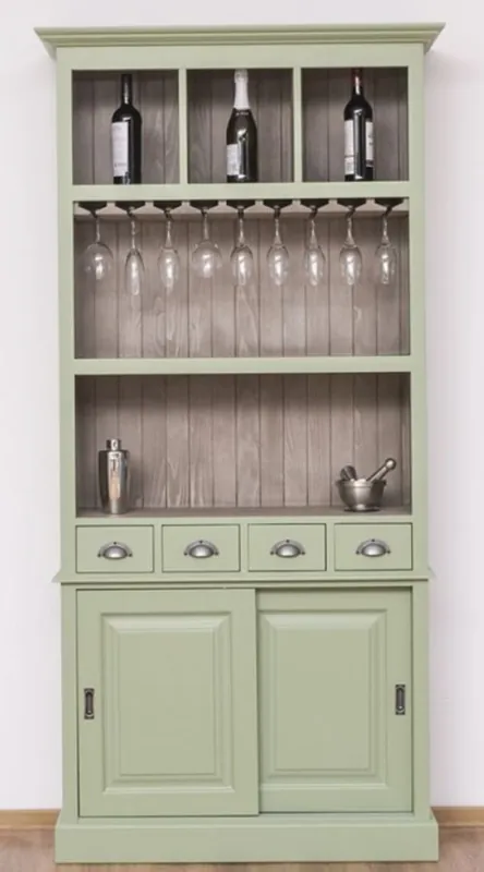 Casa Padrino armadietto del vino stile country verde chiaro / grigio 103 x 36 x A. 210 cm - Armadio bar in stile country - Mobile bar in stile country Schnäppchen